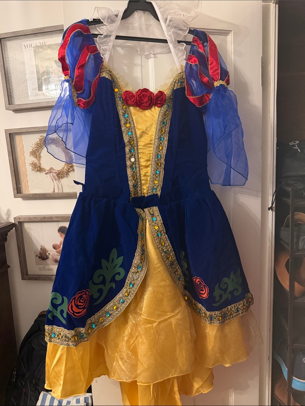 Disney Adult Snow White | Royal Blue & Yellow Velvet Princess Costume | Size L - Picture 8 of 9